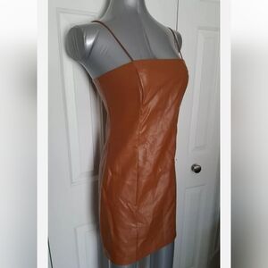 Deep Tan Faux Leather Dress